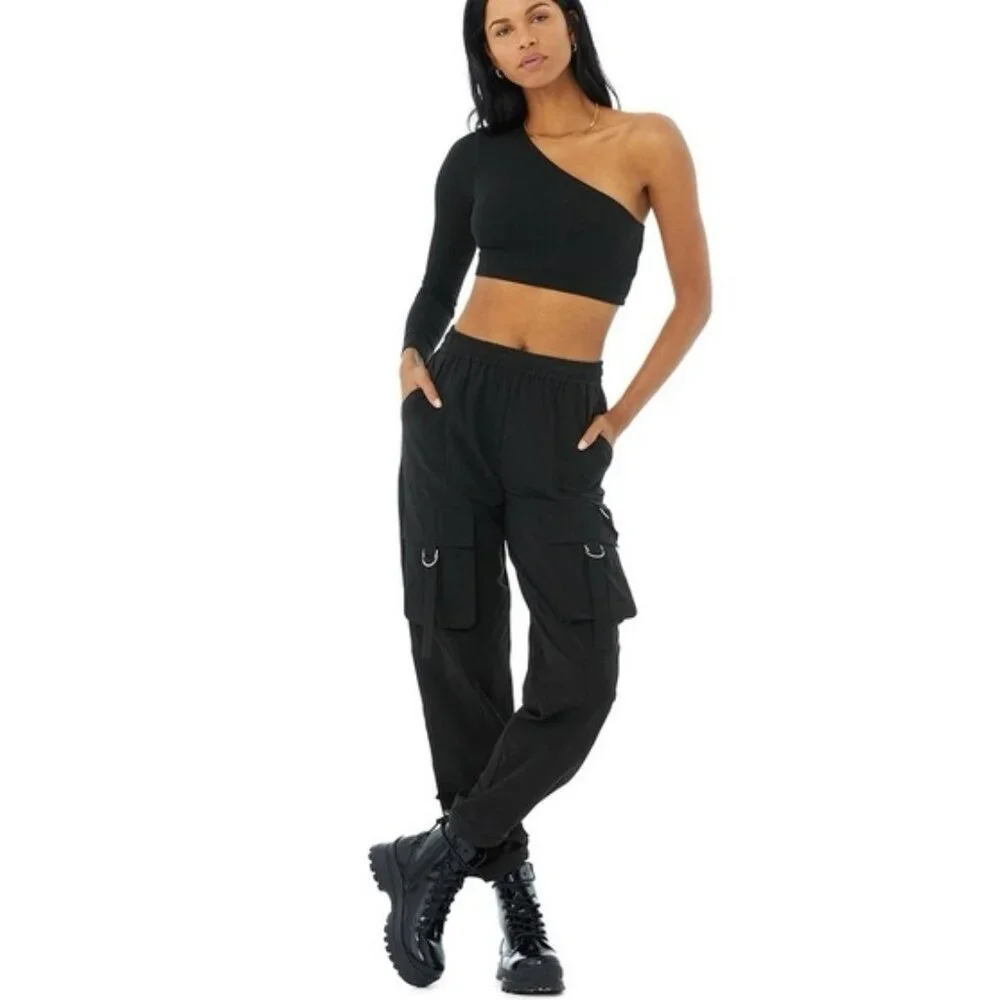 Alo High-Waist City Wise Cargo Pant Black Edgy Gothic Utility Hi-Rise Joggers XS